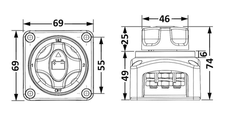 Interruttore/Deviatore per Batterie 200 Amp