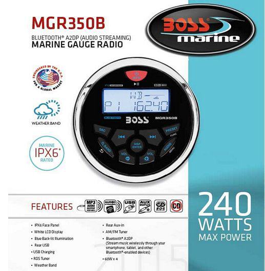 Radio FM/Bluetooth/USB/Mp3 per uso nautico 4x60w BOSS MGR350B - Clicca l'immagine per chiudere