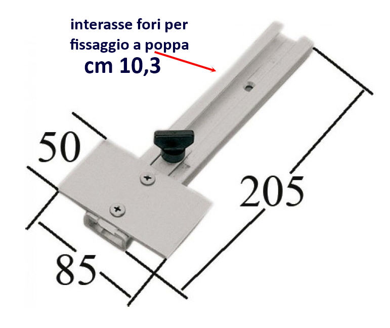 Portatrasduttore di Poppa Telescopico Universale Verticale in Alluminio piastra 50 x 85 mm - Clicca l'immagine per chiudere