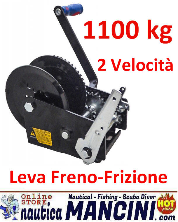 Argano Manuale Max Potenza 1100 Kg con Leva Freno/Frizione