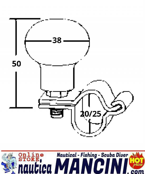 Pomolo Manopola Girevole Inox per volante spessore 20/25 mm