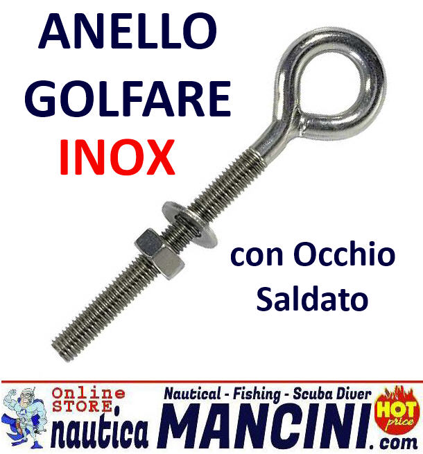 Anello Inox Golfare con Perno di Poppa Ø 8 x 75 mm