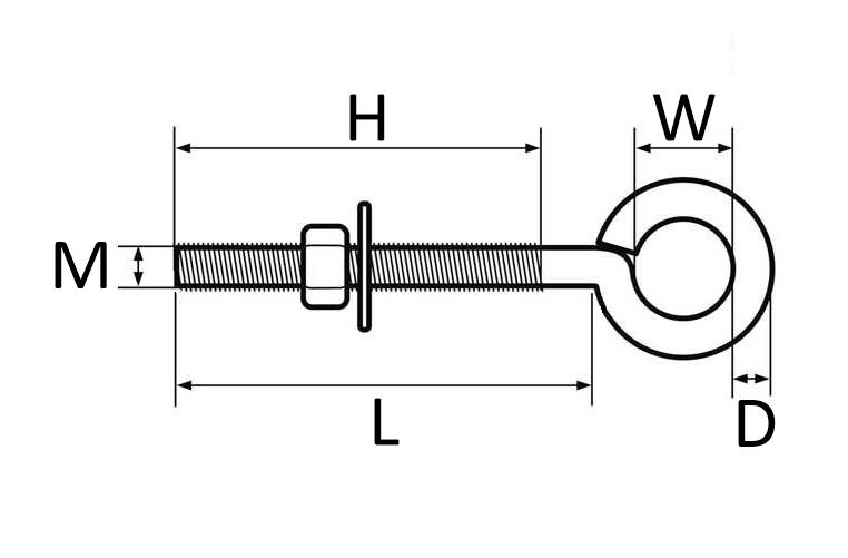 Anello Inox Golfare con Perno di Poppa Ø 8 x 75 mm