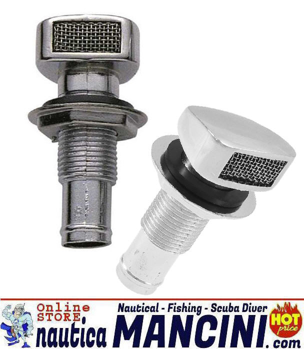 Sfiato Carburante Antifiamma Filetto Ø 16 Portagomma Ø 14 in Ottone Cromato