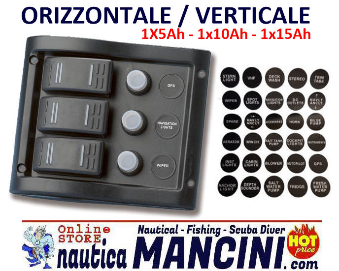 Pannello Elettrico Quadro 3 Interruttori Stagno Max 15A 130x110 mm Orizzontale/Verticale