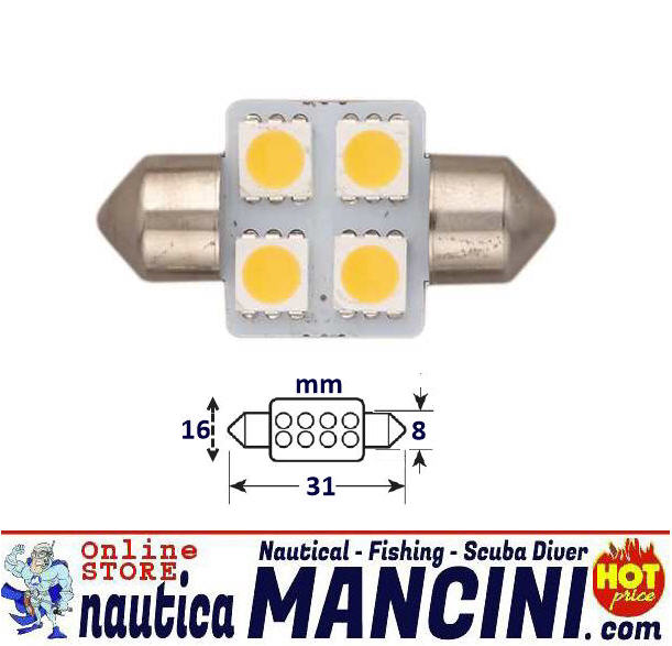 Lampadina LED a Siluro 8x31 4 LED