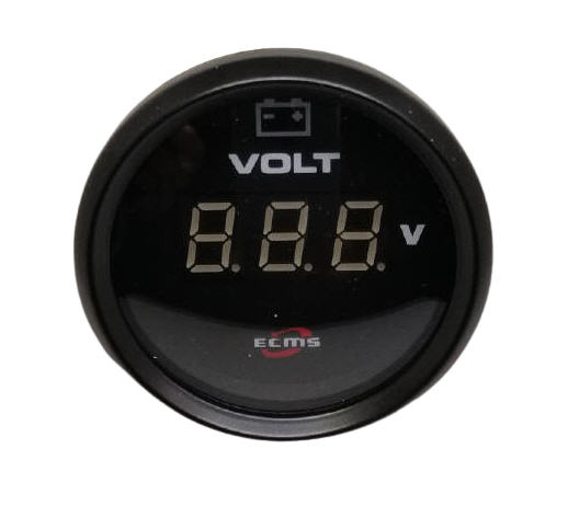 Voltometro ECMS DIGITALE 12/24 V Ø 52 mm NERO con Lunetta Nera