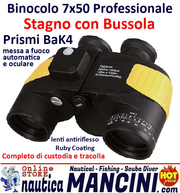 Binocolo 7x50 Professionale Stagno con Bussola