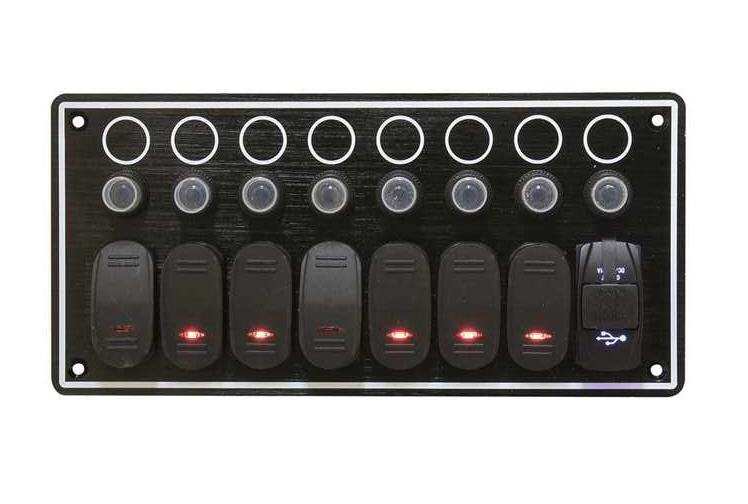 Pannello Elettrico Quadro 7 Interruttori Orizzontale - Verticale 242x114 mm + Porta USB Doppia