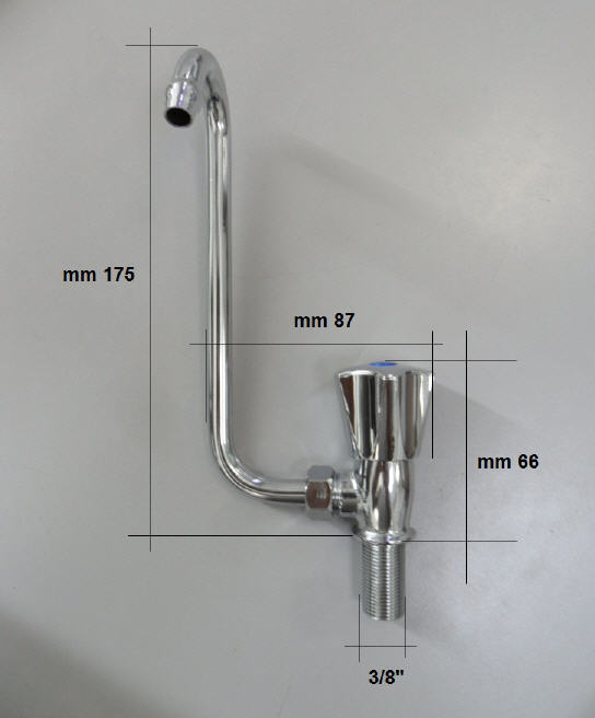Rubinetto in Ottone Cromato Acqua Fredda Canna Snodata Abbattibile Sinistro