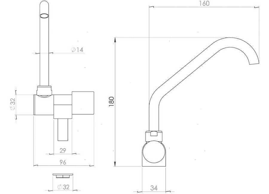 Rubinetto Acqua Fredda Alto Folding girevole e abbattibile manopola Italia