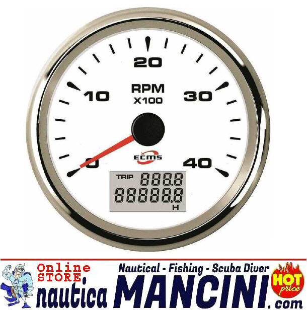 Contagiri Universale 0-4000 RPM Ø 85 mm con CONTAORE Bianco - Clicca l'immagine per chiudere