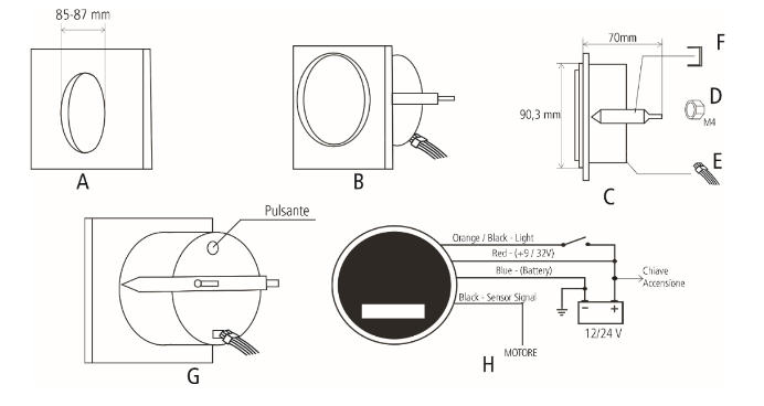 Contagiri Universale 0-6000 RPM Ø 85 mm con CONTAORE Nero - Clicca l'immagine per chiudere