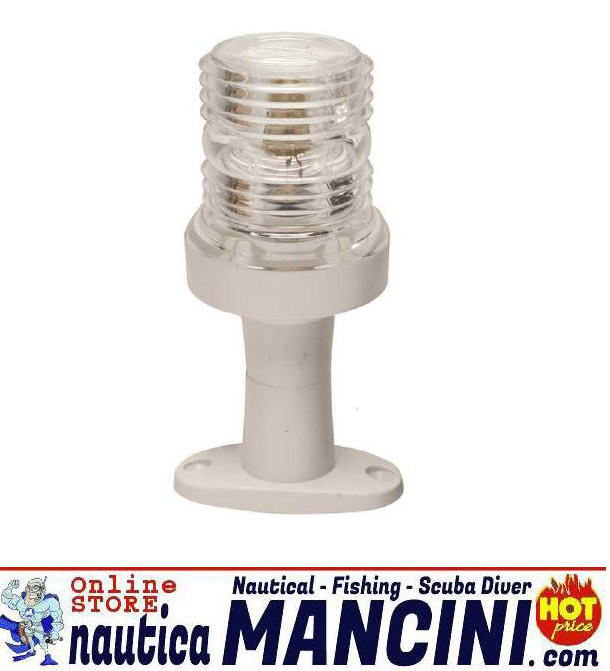 Fanale di via 12mt TESTA D'ALBERO 360° ABS Bianco Base Stretta