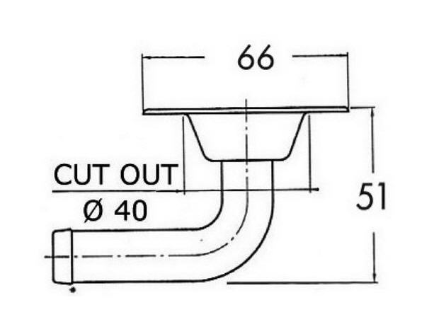 Sfiato Carburante Inox 90° Testa Ø 66 mm