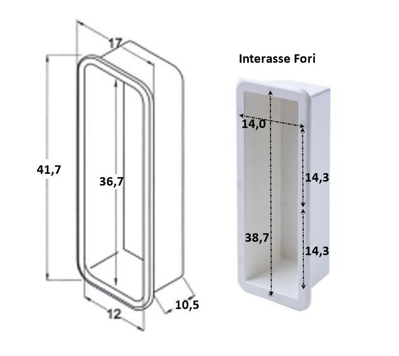 Vano Portaoggetti / Porta Estintore (1Kg) 170X420 mm (Esterno)