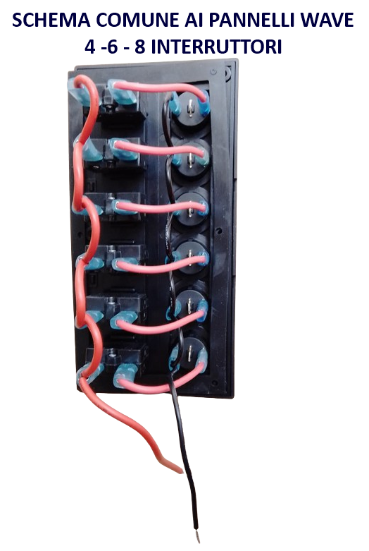 Pannello Elettrico Quadro 4 Interruttori Luminosi LED Serie Wave 20A 110x100 mm