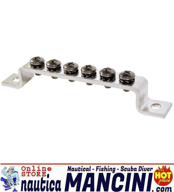 Porta Terminali Elettrici Bus-Bar (Busbar) 6 Vie - Sezione 4 mm - 100 A, Base 92x13mm Minibarra