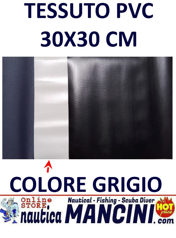 Tessuto per la riparazione dei gommoni in PVC 30x30 CM colore GRIGIO