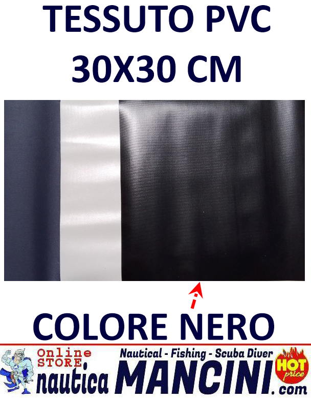 Tessuto per la riparazione dei gommoni in PVC 30x30 CM colore NERO