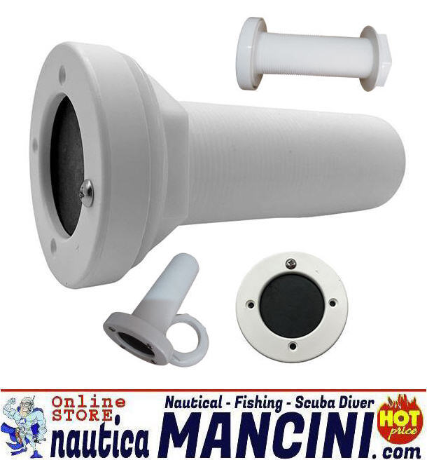 Scarico a Mare in Plastica con Portagomma Ø 48 mm tutto filettato foro Ø 47 con Valvola di non Ritorno