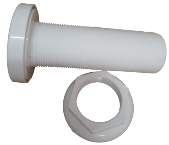 Scarico a Mare in Plastica con Portagomma Ø 48 mm tutto filettato foro Ø 47 con Valvola di non Ritorno