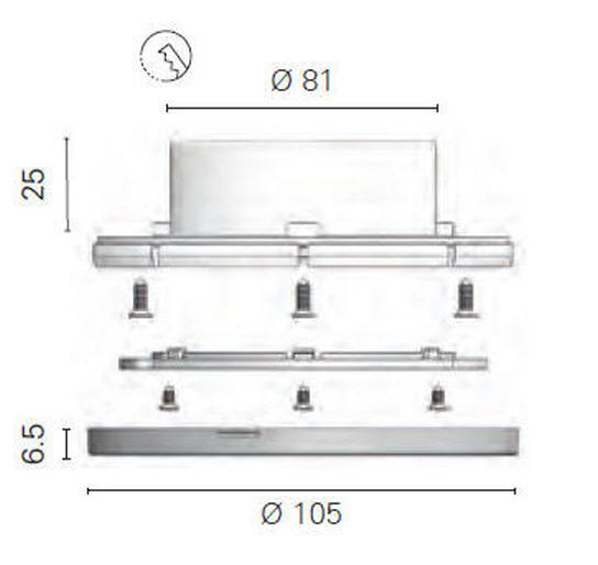 Plafoniera/Faretto ad Incasso ASTEROPE OUTSIDE 12/24V 1xG4x20W D. 81 mm