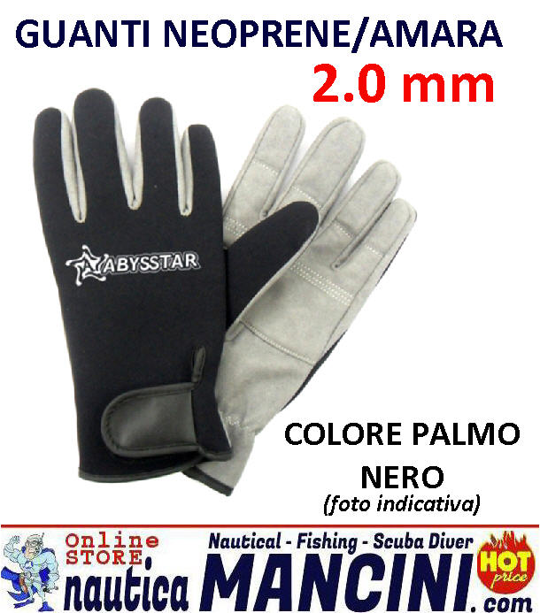 Guanti 2,0 mm Abysstar Neoprene Amara Tg. 2/S