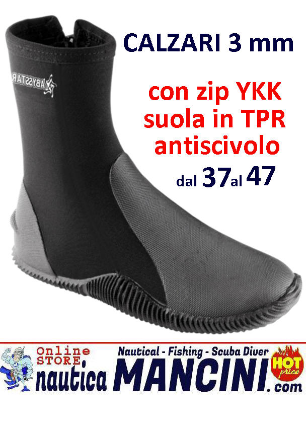 Calzari con SUOLA 3 mm Lusso con Cerniera Tg. 41 (Sub/Beach Sports)