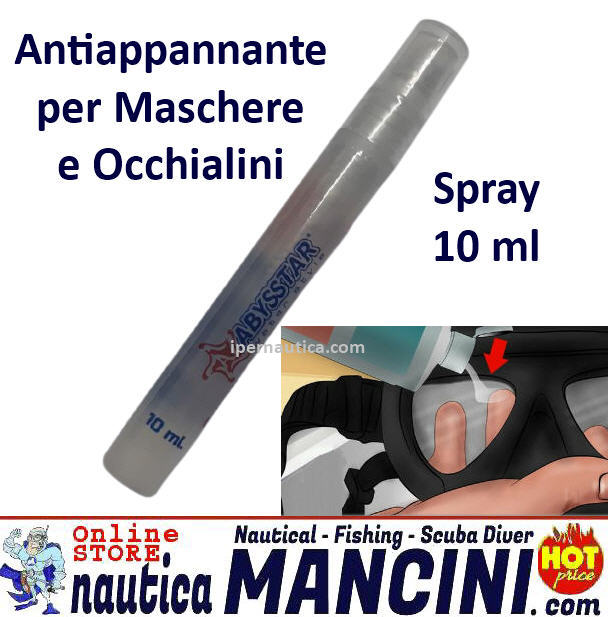 Antiappannante SPRAY 10 ml per Maschere ed Occhialini Piscina