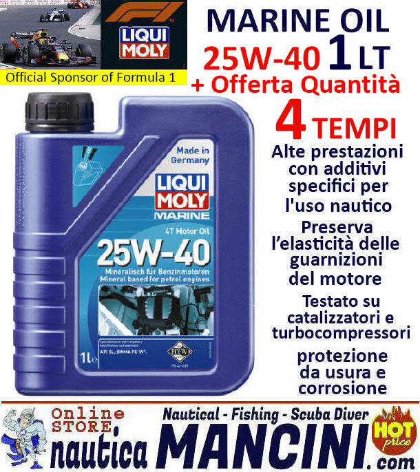 Olio Motore Marino 4T 25W-40 LIQUI MOLY MARINE 1 Lt + OFFERTA QUANTITA'