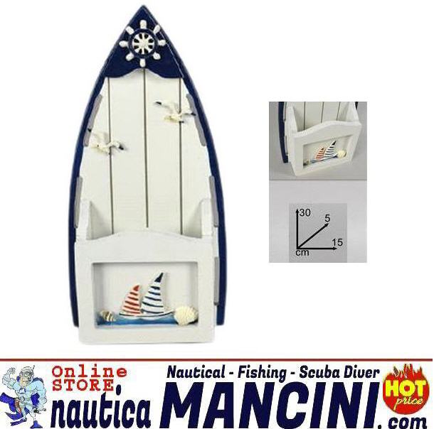 Deco Stile Marina - Portaoggetti Barca Fantasia Marina cm 30hx15
