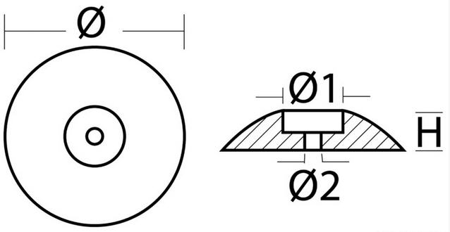 Anodo Zinco a Rosa per Timone da imbullonare Ø 70 mm 200 gr