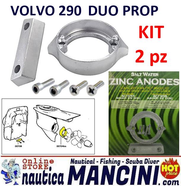 Anodo Zinco KIT 2 pezzi per Piede poppiero Volvo 290 Duo Prop