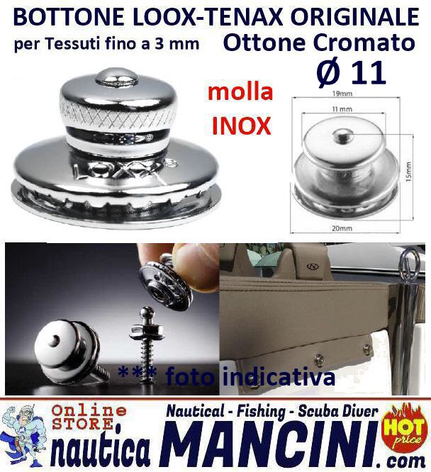 Bottone Cappottina LOXX (Tenax) Femmina Ø 11 mm per spessore 3 mm - Ottone Cromato - Clicca l'immagine per chiudere