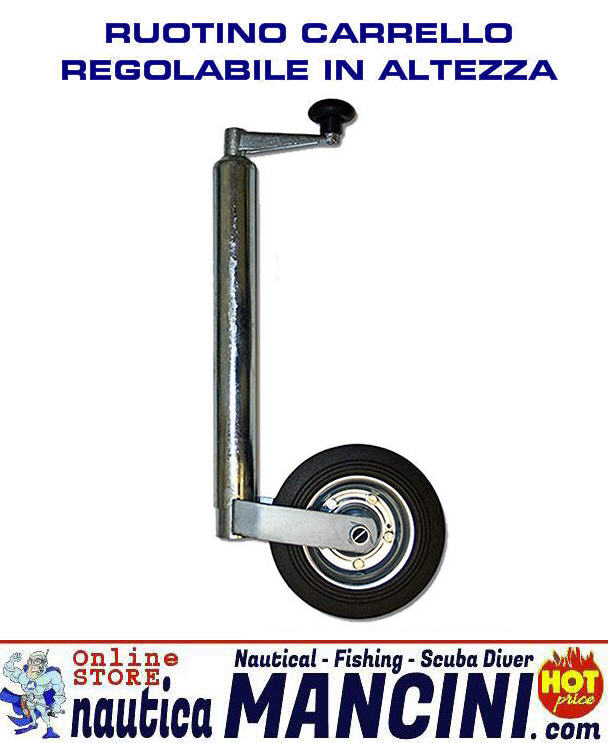 Ruotino Anteriore Regolabile per Tubi Ø 42 mm ruota 200x50 mm