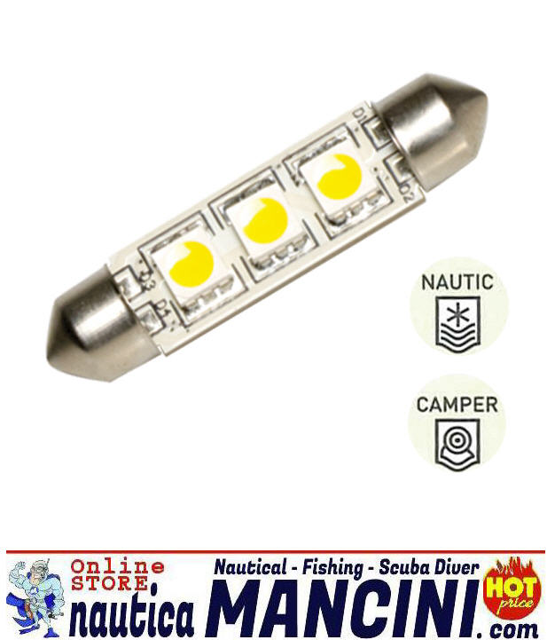 Lampadina LED a Siluro 10x42 3 LED 0.66W 360°