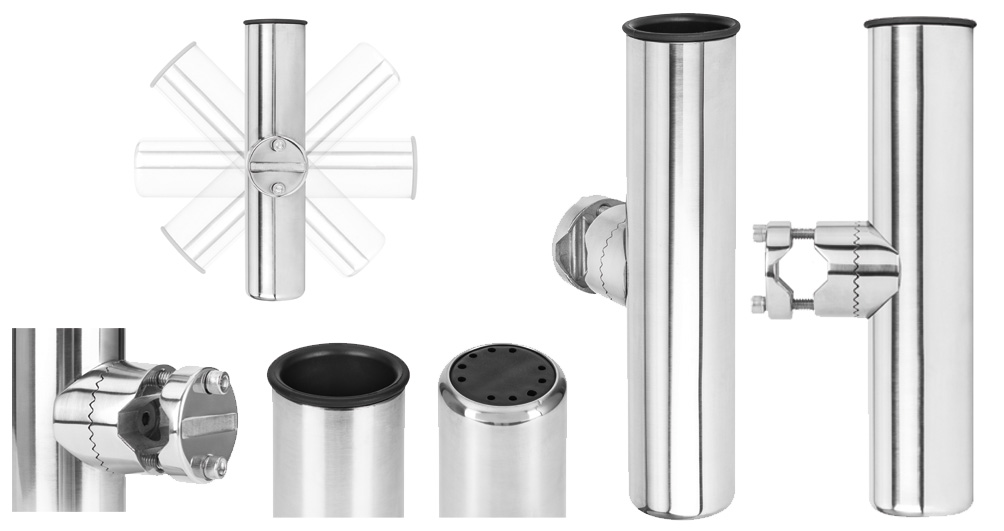 Portacanna Battagliola/Pulpito Inox Orientabile Tubi da Ø 22/25 mm Ø 40 mm