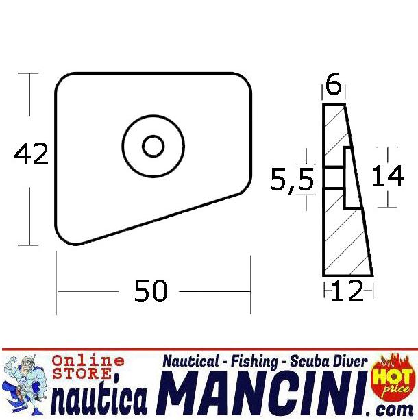 Anodo Zinco a Piastra Doppia per Johnson/Evinrude 20/25/35 HP dal '91 in poi