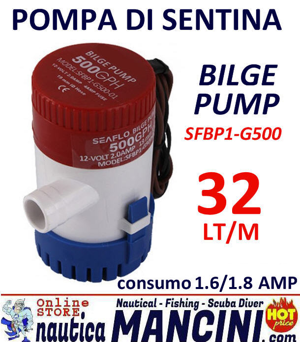 Pompa Immersione BILGE PUMP 500 (32lt/min)