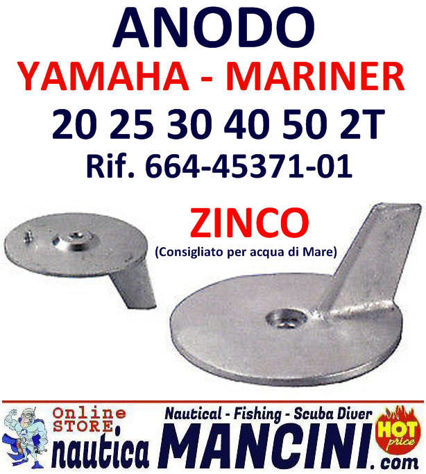 Anodo Zinco a Pinna per Mariner/Yamaha 20/50 HP