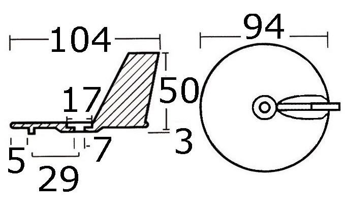 Anodo Zinco a Pinna per Mariner/Yamaha 20/50 HP