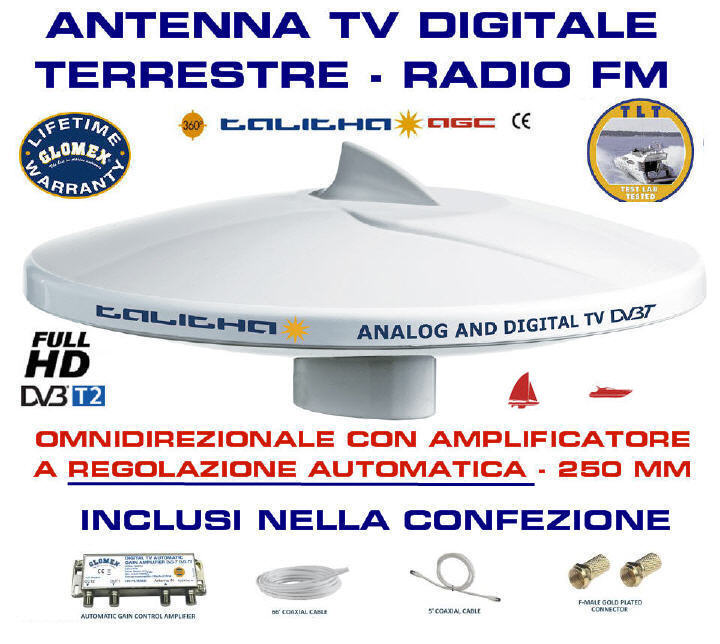 Antenna TV Digitale Radio FM GLOMEX TALITHA V9125 AGC