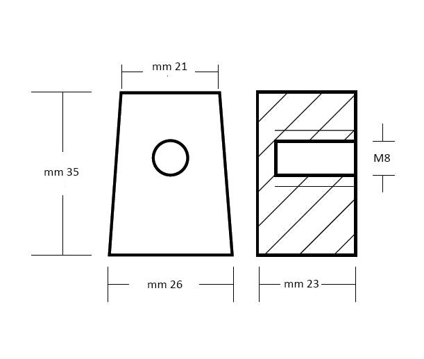 Anodo Zinco Piede a Cubo per Yamaha 25/60 HP e Selva 9/60 HP