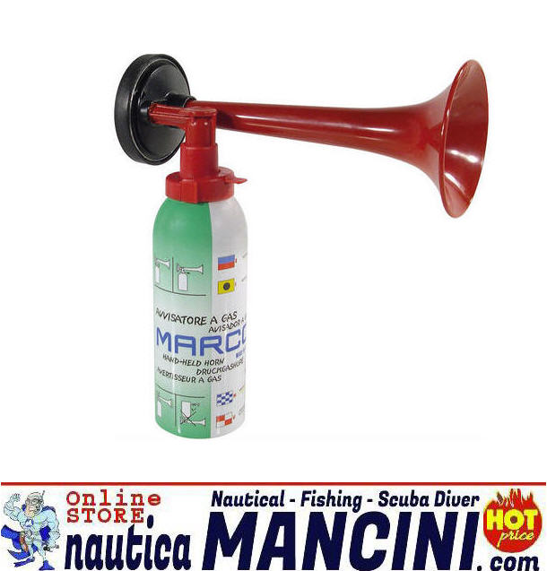 Tromba a Gas (Avvisatore Acustico) 200 ml con Corno - Ecologica infiammabile - Corno Grande (19 cm)