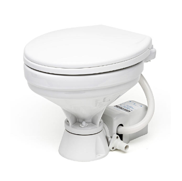 WC Elettrico 12V completo di Interruttore Pompa (Barca, Camper..) con Tavoletta in Plastica