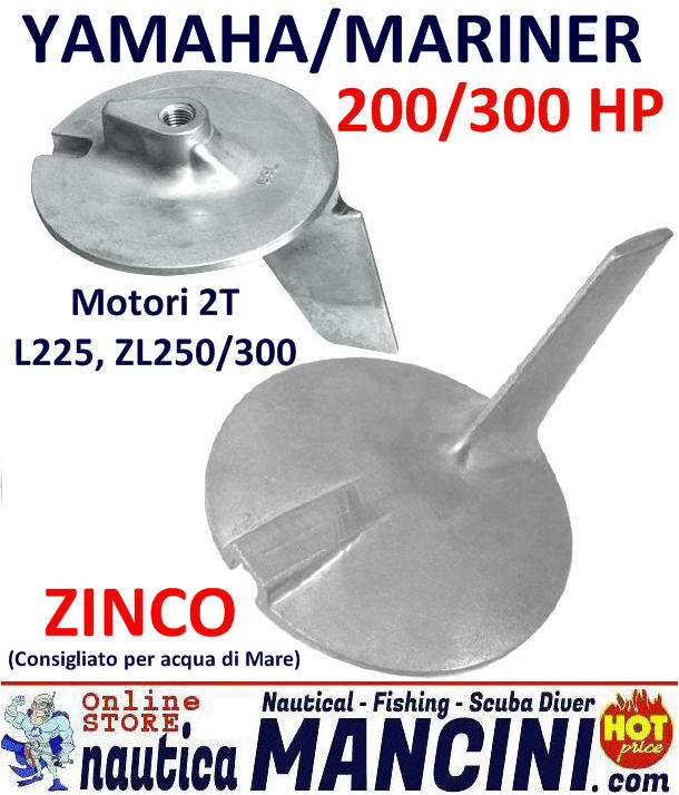 Anodo Zinco a Pinna per Yamaha 200/300 HP