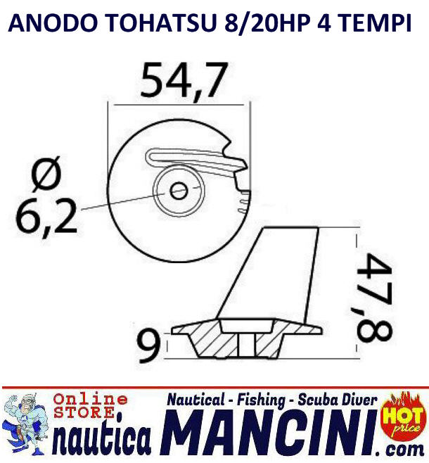 Anodo Zinco a Pinna per Tohatsu 8/20 HP Ø 6,2 mm - Clicca l'immagine per chiudere