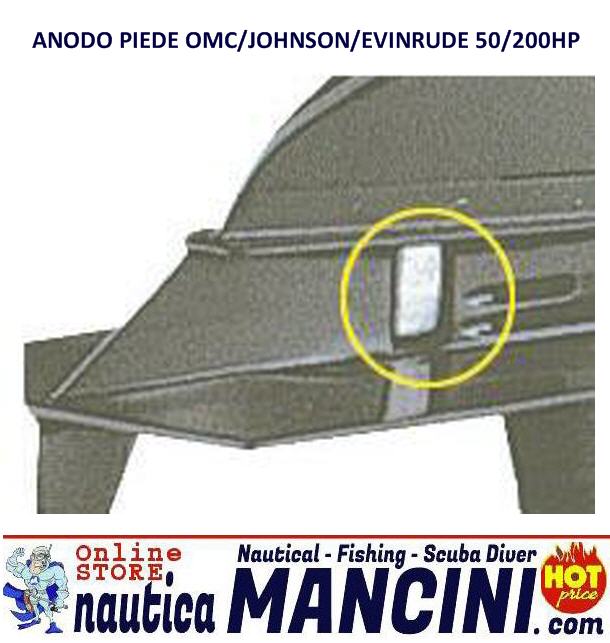 Anodo Zinco Piede per OMC/Johnson/Evinrude 50/200 HP foro Ø 8 mm - Clicca l'immagine per chiudere
