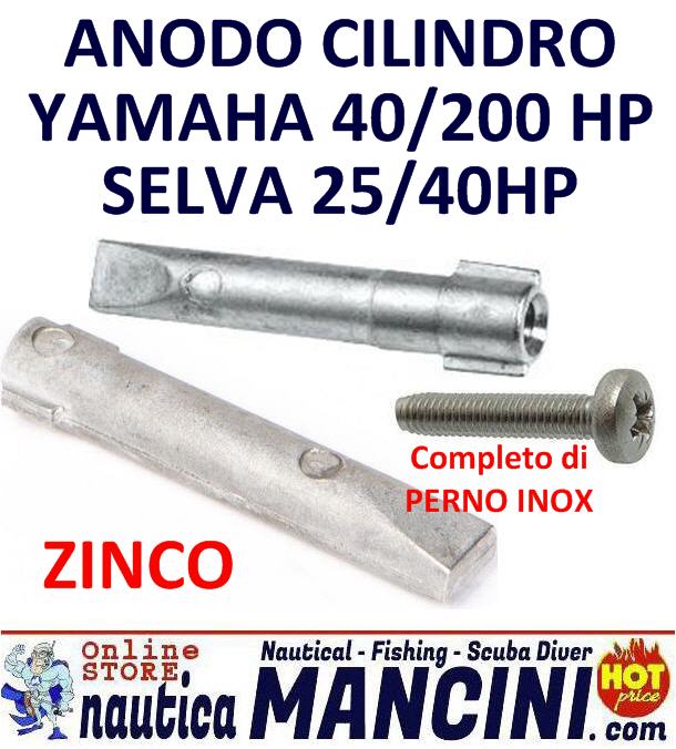 Anodo Zinco a Cilindro Yamaha 40/200 HP e Selva 25/40 HP